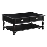 ZNTS Classic Design Black Finish Lift Top Cocktail Table with Casters Bottom Shelf Wooden Traditional B011P175459