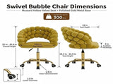 Velvet Bubble Back Desk Chair, Adjustable Height 360&deg Swivel Vanity Chair with Wheels, Gold Metal W3875P457940