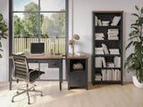 53 inch Writing Desk, No Assembly Required, Black and Whiskey Finish B108P160151