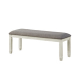 Antique White Finish 1pc 48-inch Bench Upholstered Seat Textured Fabric Wooden Dining Kitchen B011P147538