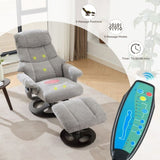 010-Ergonomic Recliner Chair with Ottoman, Modern 360&deg Swivel Lounge Chair with Footstool, Chenille W2636P262448