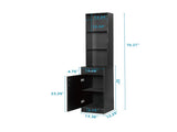 MDF With Triamine One Door One Drawer Three Compartments High Cabinet Bathroom Wall Cabinet Black 01749391