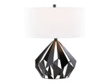 me Tri 28" Contemporary Metal Table Lamp in Matte Black Metal with White Linen Shade from Grandview B202P224044