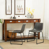 Lotusville Vintage PU Leather Dining Chairs, Set of 2, Antique Grey T2574P164554