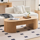 51.18'' Oval Wood Coffee Table With Drawer Mid Century Modern Coffee Table Unique Coffee Table for W876P246438