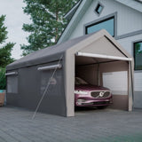 ZNTS Carport Canopy 10x20 FT Heavy Duty Boat Car Canopy Garage with Removable Sidewalls and Roll-up W1212141861