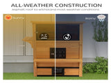 Yellow and Black Wooden Outdoor Cat House, 3-Tier Multi-Level Layout with 5 Convenient Access Doors 98099877