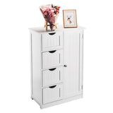 Single Door Bathroom Storage Cabinet with 4 Drawers White 06676375