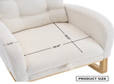 LY-5104 Plush Accent Rocking with Footrest, Cream White High-Back Rocker, Rubber Wood Lounge W2231P292976