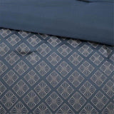 7 Piece Jaquard Comforter Set Navy Queen B03596958