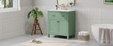 30-inch Bathroom Vanity with Ceramic Sink, Modern Green Single Bathroom Cabinet with 2 Doors and a WF324045AAF