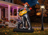 7.3ft Ghostly Musician with Dog, 6 LEDs, Black, White, Orange, Halloween Inflatable Decoration, 00766861