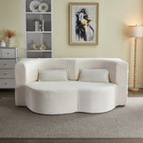 Modern Floor Sofa with 2 Pillows,Convertible Plush Corduroy Foam-Filled Sleeper Sofa Bed,15" Full W1885P347080