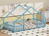 Twin Size Floor Bed Triangle Roof Frame and Support Bed Slats, Montessori Kids Playhouse Bed 25942984