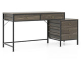 Home Office Dual Desktop Desk with 5 Storage Drawers, Powder-Coated Metal Frame Engineered Wood 15981882