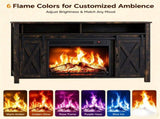 Black Gold Oak Fireplace TV Stand, 147.53976cm, Embossed Melamine Particle Board, Double Barn 77385044