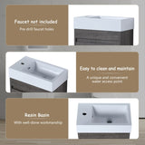 18'' Floating Wall-Mounted Bathroom Vanity with White Resin Sink & Soft-Close Cabinet Door W99936248
