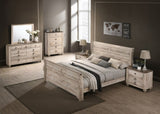 Imerland Contemporary White Wash Finish Bedroom Set with Queen Sleigh Bed, Dresser, Mirror, Two T2574P201818