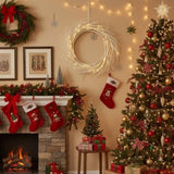 24 Inch Christmas Wreath with LED Lights Battery Operated Front Door Decorations for Indoor Outdoor 55181959