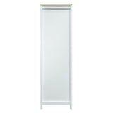 ZNTS Bedroom Storage Wardrobe with Hanging Rods and 2 Drawers and Open Shelves,Sliding Door,White 56629304