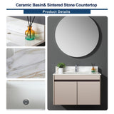 31 Inch Marble Vanity Top, Bathroom Vanity Top with Undermount Rectangular Middle Sink and 4" Height 43865004