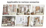 70" Industrial Coat Rack, Solid Wood & Silver Stainless Steel Clothing Rack, Double Layer Hanger for W2920P276826