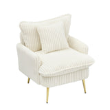 30.31 inch single chair Fashion sofa, beige sofa, coarse corduroy fabric, soft and comfortable, W1278P360531