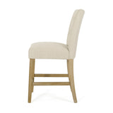 Contemporary Fabric Button Tufted 26 Inch Counter Stools, Set of 2, Beige 71254.00BGE