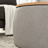 Round Storage Ottoman, 2 in 1 Function, Work as End table and Ottoman, Grey W48735177