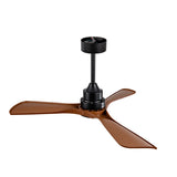 Hot sales 42 Inch Modern Black Ceiling Fan With Light 3 Solid Wood Blades Remote Control Reversible W2991P338643