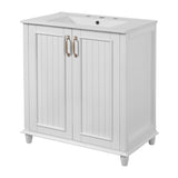30 Inch Bathroom Vanity with Ceramic Sink, Freestanding Bathroom Vanity Set with Hidden Drawer, N710P192538K