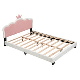 ZNTS Full size Upholstered Princess Bed With Crown Headboard,Full Size Platform Bed with Headboard and N733P180808K