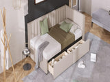 Upholstered Daybed with 2 Storage Drawers Twin Size Sofa Bed Frame No Box Spring Needed, Linen WF299017AAA
