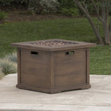 Patio Outdoor 24'' H x 32'' W Square Gas Burning Concrete Fire Pit Wood Pattern - Brown - 40,000 BTU 61907.00-40K