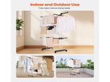 4-Tier Drying Rack, Sturdy Laundry Drying Rack with Wheels and 24 Rods, Wings Foldable, 82976912
