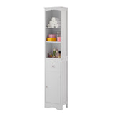 Tall Bathroom Cabinet, Freestanding Storage Cabinet with Drawer, MDF Board, Adjustable Shelf, White 18363202