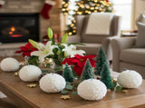 6PCS Set 4" Christmas Ball Ornaments Cream Ruffle Hangingations for Xmas Tree Holiday Home 05858806