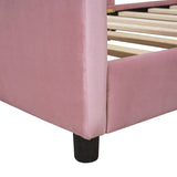 Twin Size Upholstered Daybed with Rabbit Ear Shaped Headboard, Pink WF308907AAH