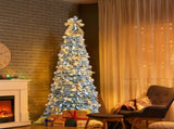 7 FT Snow Flocked Pre-lit Artificial Pop Up Christmas Tree with 170 Warm Lights and Golden Ornaments 87015416