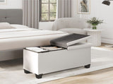 Ottoman Storage Bench, Faux Leather 30" Storage Ottoman Bench, White 33081247