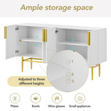 Modern Elegant 4-door Sideboard Gold Metal Handle Buffet Cabinet for Dining Room, Living Room, 49131954
