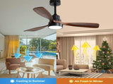 (Same as W882P186029) 48 Inch Wood Ceiling Fan With 3 Solid Wood Blades Remote Control Reversible DC W882P322240