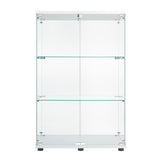 Two Door Glass Cabinet Glass Display Cabinet with 3 Shelves, White 81861862