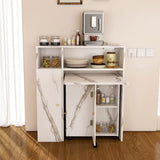 Multifunctional Folding Dining Table with Wall-Mounted Sideboard & Storage for Small W2700P292104