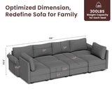Modern 6-Seater U-Shaped Sofa with 2 Chaise Lounges, Convertible U Shaped Sofa Couch with with B2716P355757