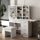 Fashion Vanity Desk Mirror and Lights for Makeup open shelves and Chair, Vanity Mirror W509P173272