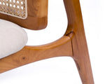 Set of 2 Mid Century Modern Rattan Dining Chairs, Solid Rubber Wood Frame Dining Side Chairs with 72703501