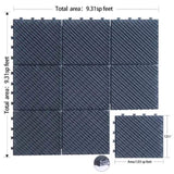 Patio Interlocking Deck Tiles, 12"x12" Square Composite Decking Tiles, Four Slat Plastic Outdoor W1859113488