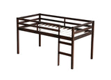 ZNTS Solid Wooden, Rubber Wooden Twin Loft Bed with Ladder, Bed Platform of Strengthened Slats , Espresso W504P190953