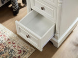 Farmhouse Style 3 Drawer Sofa Side Table Charging Pedestal, Tall Rustic Wood Square Nightstand W2393P324436